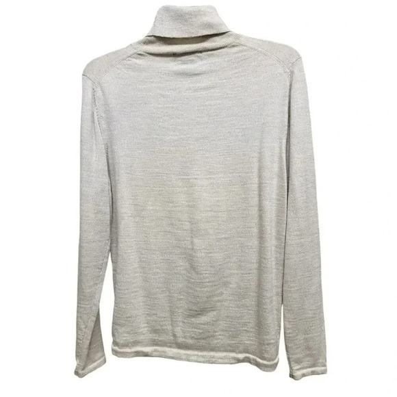 Lands' End Women's Long Sleeve Lightweight Beige 100% Wool Turtleneck SZ L 14-16 - Picture 2 of 6